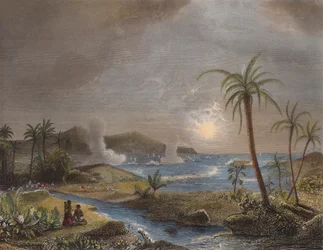 La batalla de Martinica en 1674, grabado por Chavane